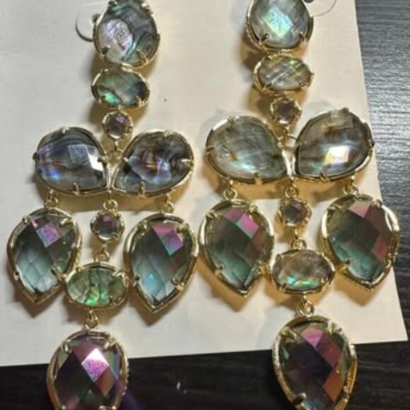 HTF Vintage Kendra Scott EEUC Gold Pacey Earrings in Abalone Gypsy Colorway - Picture 3 of 9